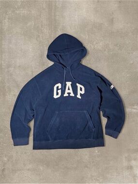 Navy Gap hoodie with white GAP logo